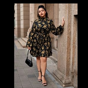 Mock Neck Floral Dress